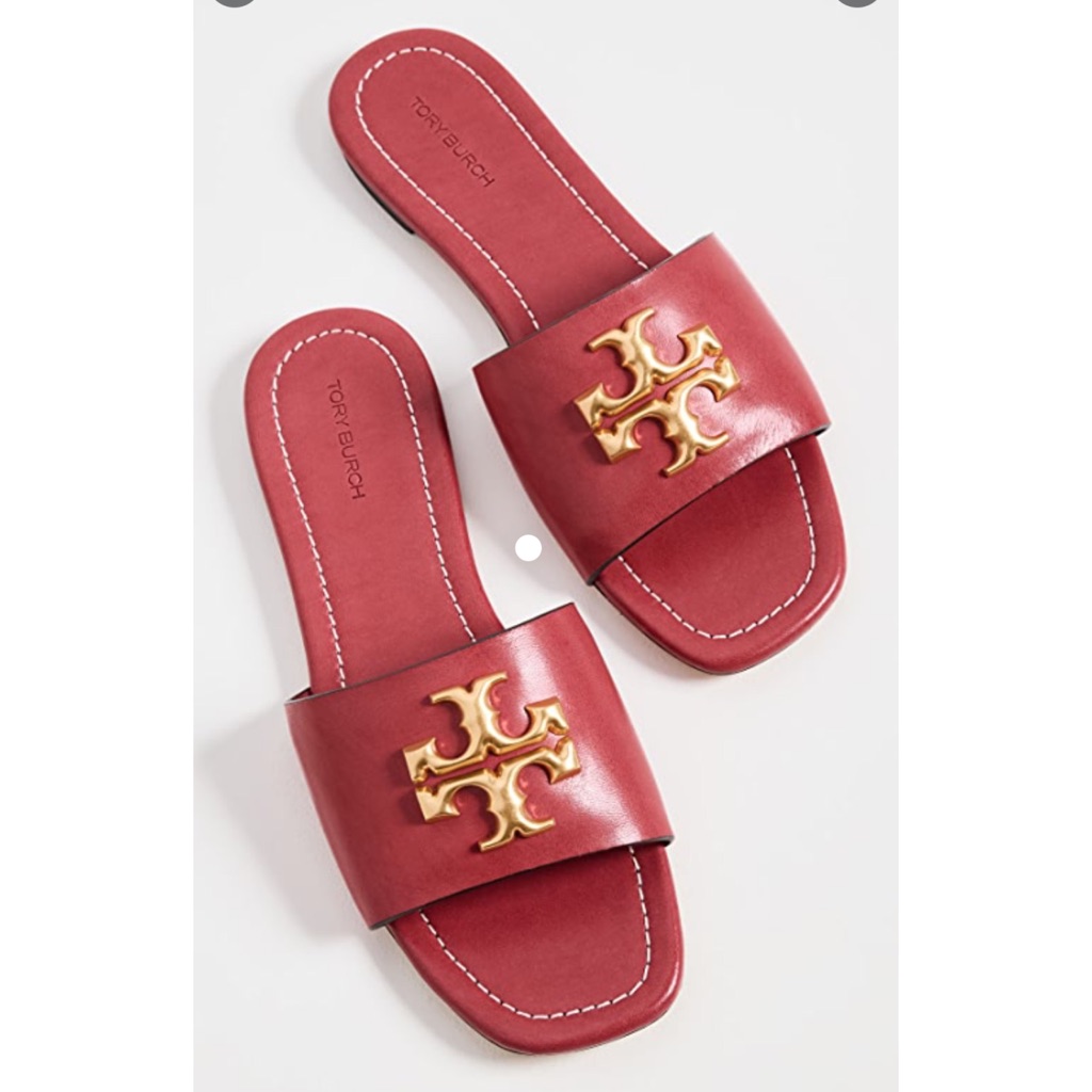 Tory Burch Eleanor Slide Sandals In Bordeaux Size 11m Nib